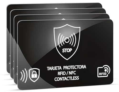 HuangXinyu Lot de 4 cartes de blocage RFID, protection de cartes de débit, bloqueurs de cartes bancaires antivol fines pour cartes sans contact, bloqueurs RFID, bloqueur NFC pour portefeuilles (noir)
