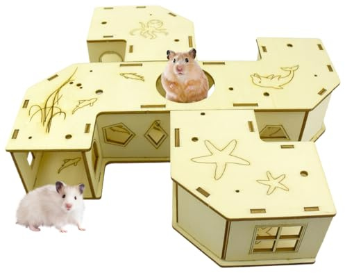 Labirinto per Criceti Giochi Puzzle in Legno Giocattoli Interattivi