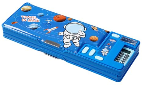 Dasbsug Astuccio multifunzionale con calcolatrice, grande capacità, portapenne, organizer per bambini, studenti, calcolatrice, F