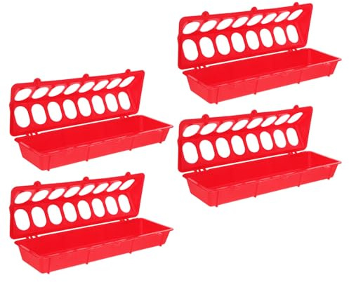 JOINPAYA 4pcs Small Plastic Chicken Feeder Trough with Flip-top Lid, Chick and Quail Feed Tray for Poultry, Birds, and Parrots, Compact Feeding Box Suitable for Coop and Cage Use