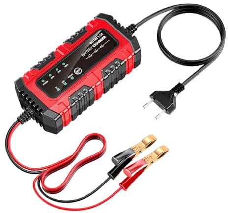 Caricabatterie E Mantenitore Automatico 1.5A 6V/12V, Ricarica Intelligente A Ricarica Lenta Con Multi Protezioni Di Sicurezza, Compatibile Con Auto, Moto, Barca, Camper, Per Uso Domestico