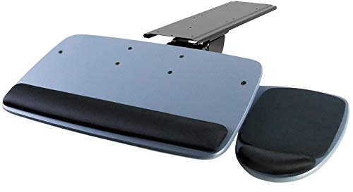 Mount-It! Under Desk Keyboard Tray, Adjustable Keyboard and Mouse Drawer Platform with Ergonomic Wrist Rest Pad, 17.25 Track (MI-7137)