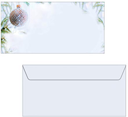SIGEL DU302 Briefumschläge Weihnachten, DIN lang, 50 Stück, in zarten Blau- und Grüntönen, Winter Mood
