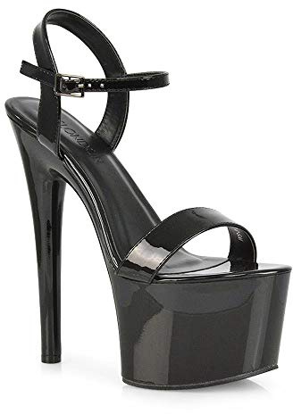 Womens High Platform Sandals Ladies Siltetto Heel Ankle Strap Peeptoe Dressy Evening Shoes Size 3-8 Black Patent