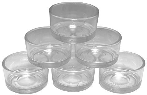 Teelichtgläser aus Glas klar | Windlicht rundes hochwertiges Glas transparent | Glasgefäß Deko Glas Tischdeko Hochzeit Tischdeko (6 Gläser)