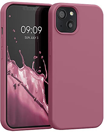 kwmobile Carcasa Compatible con Apple iPhone 13 Funda - Case TPU y Silicona antigolpes - Apto Carga inalámbrica - Rosa Oscuro