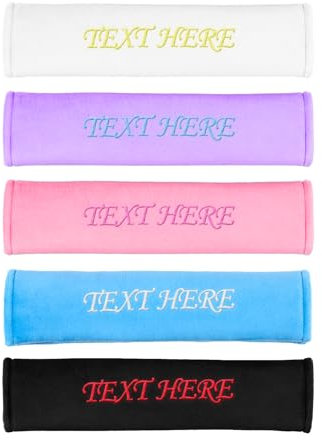 Personalisierter Sicherheitsgurt Bezug mit Namen, Sicherheitsgurt-Schulterpolster mit gesticktem Text (2PCS)