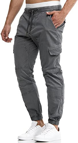 Indicode Herren Levy Cargohose aus Baumwolle mit 6 Taschen | Cargo Chino Hose Männer Iron, XL