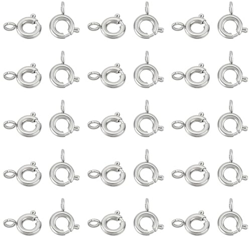 UNICRAFTALE 30 x chiusura a molla rotonda in acciaio inossidabile 6 mm chiusura per collane bracciali in metallo chiusure ad anello a molla chiusure lisce per accessori di fabbricazione di gioielli