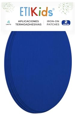 4 Royal Blue Iron-On Fabric Repair Patches – Knee & Elbow Patches for Clothes, Trousers, Jackets, Sweaters & Shirts, 16 x 10 cm