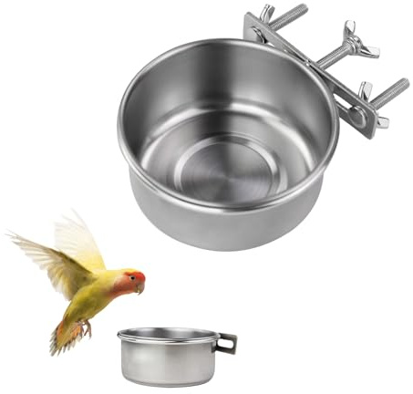 LuckyOpt Mangeoire pour cage à oiseaux, 11 oz, bols amovibles en métal suspendus pour cage pour empêcher le basculement et le mouvement, gamelles stables pour petits animaux, hamsters, perroquets