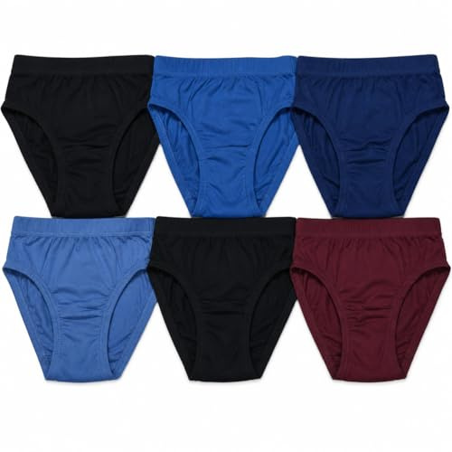COSHAL® 6 Slip in Cotone per Bambini e Ragazzi, Morbidi 100% Cotone, Mutande Corte, Pantaloni Intimi per Bambini, Vari Colori, assortiti, 6-8 Years