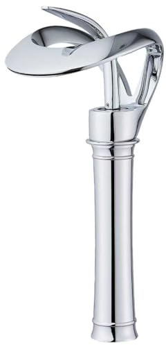 DennieNova Tall Waterfall Bathroom Taps, High Basin Tap Single Handle Vessel Sink Faucet, Modern Bathroom Sink Tap (Modern, Chrome)