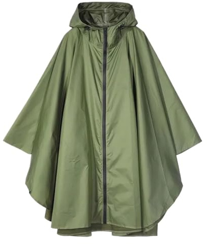 LJKAIML Hooded Rain Poncho 3 in 1 Outdoor Raincoat Hooded Sleeve Multifunction Rain Cover Waterproof Lightweight Poncho Hiking Travel(Green-Zipper style)