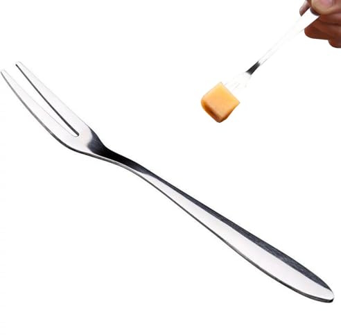 TABSIRAH Forchetta da frutta in acciaio inox per uso domestico, piccole forchette in acciaio inox con 2 denti per cocktail, antipasti, dessert e feste