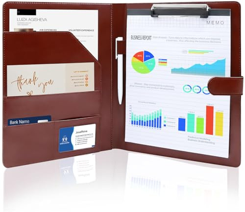 Noviatrix Porte Documents a4, Cuir PU Porte Document | avec Compartiment pour Documents Bloc-Notes et Porte-Stylo Pochette Document Convient les Fournitures Bureau et Scolaires