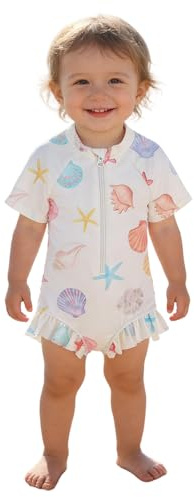 Bañadores Niña | Traje de Baño Infantil de Manga Larga con Capucha Solar para Niñas Estampado Floral Cremallera Ropa Playa Verano