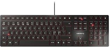 CHERRY KC 6000 SLIM, Ultraflache Design-Tastatur, Pan-Nordisches Layout (QWERTY), Kabelgebunden (USB-A Anschluss), Leise Tasten, Langlebige Beschriftung, Schwarz