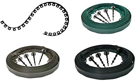 Bordatura per giardino con picchetti, Bordatura flessibile per prato, Sei diverse lunghezze 10m, 20m, 30m, 40m, 50m, 100m, Due altezze 4cm, 6cm, Bordatura per paesaggio resistente alle intemperie