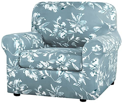 H.VERSAILTEX Super Stretch 2 Pieces Sofa Covers for Armchair Covers Living Room Chair Slipcovers Feature Soft Thick Modern Style with Individual Cushion Cover Pet Friendly - Armchair, Aqua