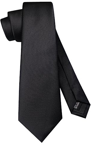 JEMYGINS Cravate en soie pour homme 7 cm, Noir , M