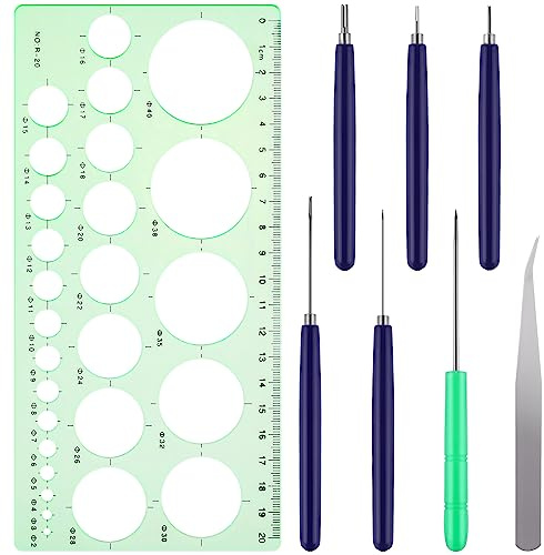 Bewudy Set di 7 strumenti per quilling di carta, con righello, strumenti per quilling di carta, per fai da te, fai da te, per quilling multifunzione, con fessura