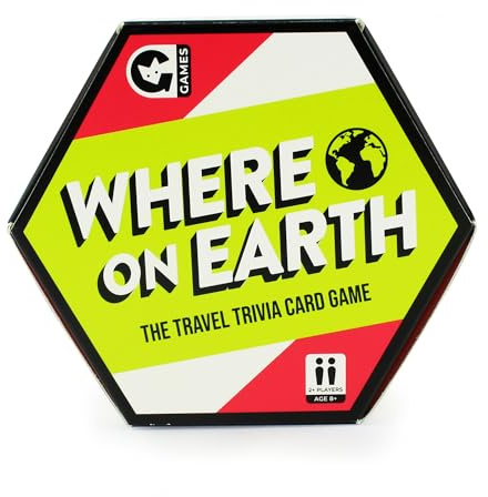 Ginger Fox Where On Earth Trivia Card Games for Ages 8+ | Easy-To-Play For Family Parties and Gatherings | Answer Travel Quiz Questions & Locate Destination On The Map For Extra Points | Travel Size