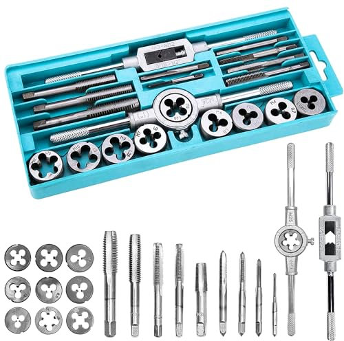 Gewindeschneidzeug-Satz/Gewindeschneider Set 20-Teilig M3-M12, für Metrische Innen- und Außengewinde, Gewindebohrer Set, Feingewindeschneider Set, Gewindebohrer & Schneideisen