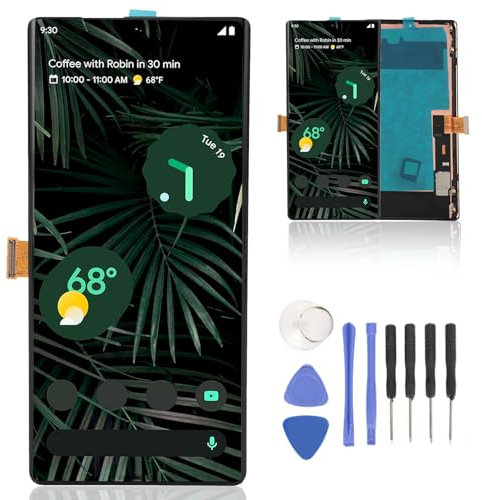 AMOLED-skärmbyte för Pixel 6 Pro 5G G8VOU GLUOG, 6,7-tums Digitaliseringsenhet för Pekskärm med Verktyg, Reparationssatser för Pekskärm