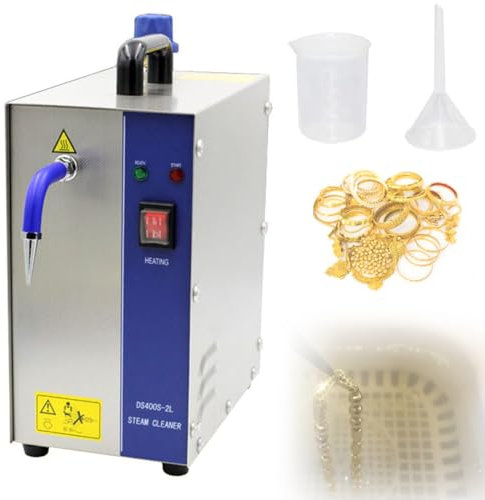 TAHALI Nettoyeur à Vapeur pour Bijoux en Acier Inoxydable 2L, Lave-gemmes pour Bijoux en Or et Argent, Machine de Nettoyage à la Vapeur, équipement d'orfèvrerie
