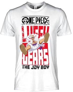 Luffy Gear T-Shirt Strohhut Erwachsene Unisex Weiß, Weiß, L