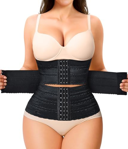 Nebility Waist Trainer for Women Corset Shapewear Tummy Control Segmented Waist Cincher Workout Girdle(Black, XL)