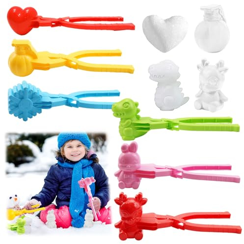 6 Pièces Pince à Boules de Neige, Façonneur de Boules de Neige, Clip de Boule de Neige, Moule de Boule de Neige, Jouet de Boules de Neige d'hiver, pour aux Enfants en Plein air Jouant (F)
