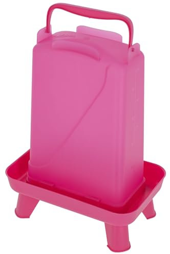 Kerbl Hobbyfarming Kunststofftränke mit Standfüßen, Automatische Wasserzufuhr, Stabiler Stand, Wetterbeständig, Leichte Reinigung, Mit Tragegriff, Transparentes Oberteil, 5,5L, pink