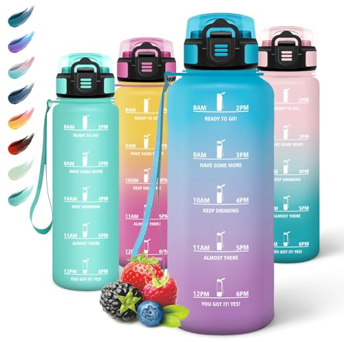 Motswedi Gourde 1500ml, sans BPA, Gourde Paille, Convient pour Le Sport, Bouteille Sport, Étanche & Réutilisable, Bouteille d'eau, Facile à Nettoyer, pour École, Fitness, Bleu Violet