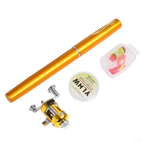 ZWEquipint Kit di canna da pesca telescopica, in fibra di carbonio, mini canna da viaggio, portatile, con mulinello per acqua dolce e salata, da viaggio