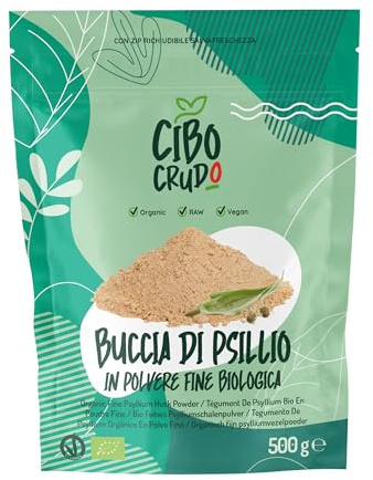 Cuticola di Psillio Biologico in Polvere - Purezza 99% - 500g. Cuticola in Polvere Macinata. Psyllium Husk Powder da Semi di Psillio Ricca di Fibre Alimentari dall'India.