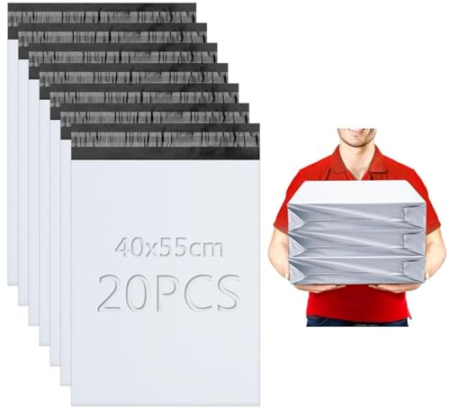 XRXYMQ Versandtaschen 40x55 cm Versandtasche 20 Stück Versandbeutel Opake Versandtüten Selbstklebend und Blickdicht Verpackungstüten Shipping Bags für den Versand Von Kleidung und Büchern