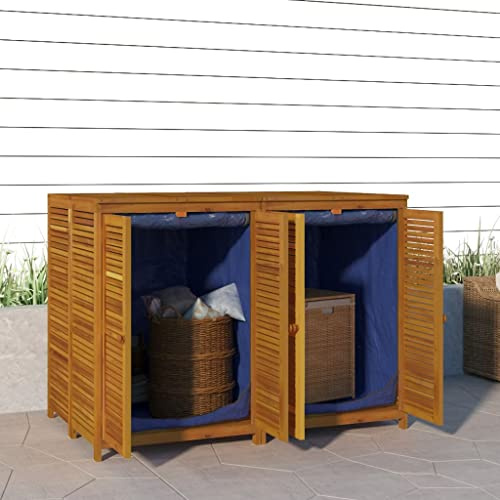 Teenpull Coffre de jardin 140 x 87 x 104 cm en bois massif d'acacia - Boîte de rangement pour coussins, jouets et outils de jardin - Imperméable - Idéal pour le jardin et la terrasse