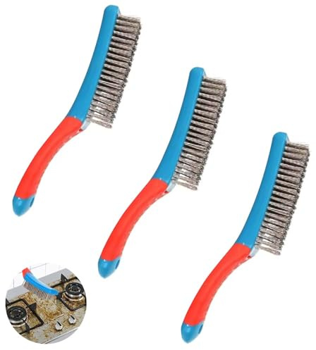 Wire Brush, 3PCs Small Wire Brush Wir/e Brus/h Set Wir/e Brus/h for Rust Removal W/ire Brushes for Cleaning Stainless Steel W/ire Brushes Set for Cleaning Rust Removal Paint BBQ Grill Industrial