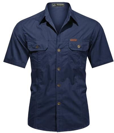 Misfuso Chemises Homme Manches Courtes Randonnée Cowboy Extérieur BleuF M