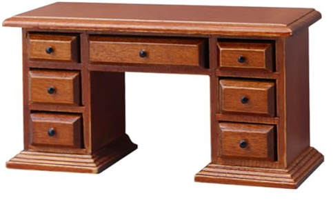 Whoasyst 1/12 Miniature Writing Desk with Functional Drawer for Doll House Scene Collectible Writing Desk