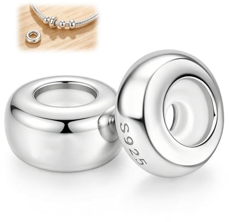 Charm Pandora, Charms Bracelet - Lot de 2 Charms 925 Argenté en cuivre en cuivre avec Élément en Caoutchouc, Compatible avec Autres Bracelets de Bricolage Européens