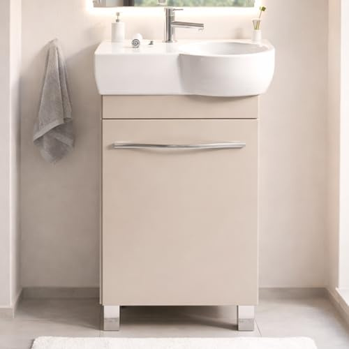 paplinskimoebel - Lavabo con mobiletto da 50 cm di larghezza, mobiletto per lavabo Burgos con lavandino – Mobiletto da bagno, mobiletto da bagno (cashmere)