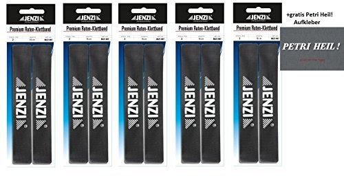 Jenzi Premium Rutenklettband, 10 Stück, 2 x 16 cm, Schwarz, Kohlenstofffaser, Fishing Rod, Fischerrute, 458731031