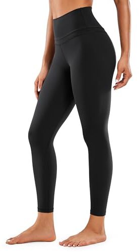 CRZ YOGA Damen Naked Feeling Sport Leggings High Wasit Sporthose Yogahose Blickdicht Lange Yoga Leggins - 64cm Schwarz 38