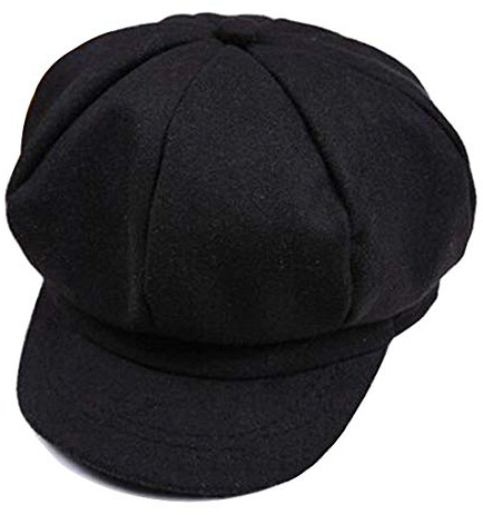 JIHUOO Cappelli piatti per bambini con visiera, per ragazzi e ragazze, nero