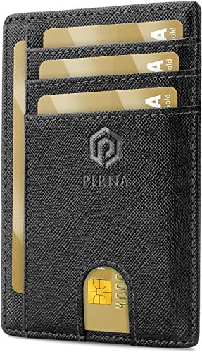 Slim Wallet for Men | RFID Blocking Minimalist Credit Card Holder – Thin Card Wallet with Small Money Pocket & Gift Box for Men's, UK (Black Saffiano)