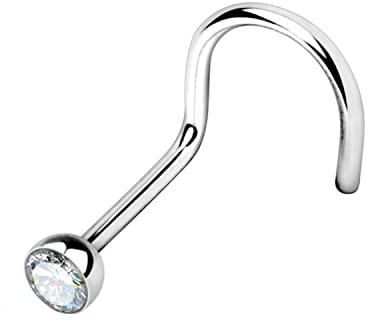 WARRIOR Piercing para la Nariz Espárrago para la Nariz Espárrago Curvo con Bola de Cristal checo Acero quirúrgico estéril 22G (0,8 mm) Longitud 6,5 mm x 2,5 mm PBS-002 (Blanc)