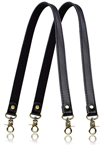 Allzedream Genuine Leather Purse Strap Sewing Canvas Replacement Handbag Shoulder Bag 2 Pcs (Black)